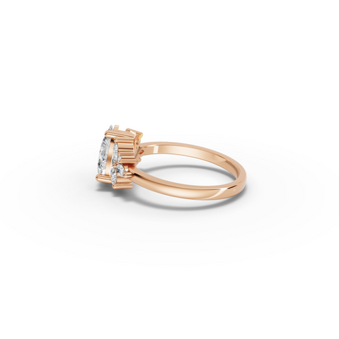 1.24 CT Pear Lab Grown Diamond Cluster Engagement Ring
