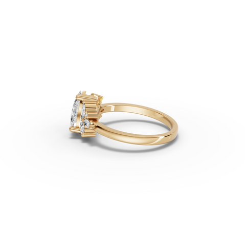 1.24 CT Pear Lab Grown Diamond Cluster Engagement Ring