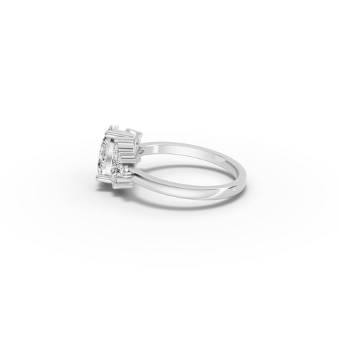 1.24 CT Pear Lab Grown Diamond Cluster Engagement Ring