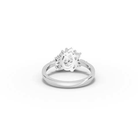 1.24 CT Pear Lab Grown Diamond Cluster Engagement Ring