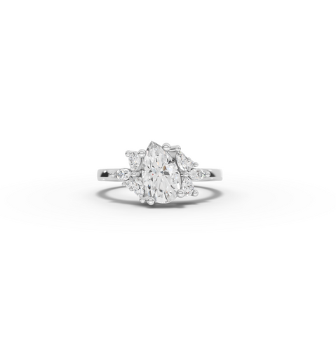 1.24 CT Pear Lab Grown Diamond Cluster Engagement Ring