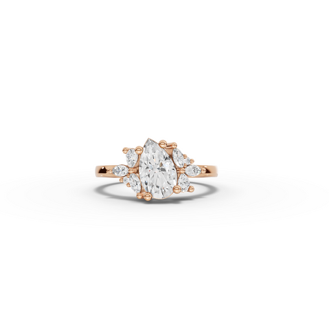 1.24 CT Pear Lab Grown Diamond Cluster Engagement Ring