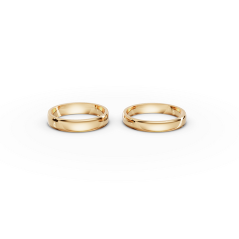 Classic Matching High-Polish Gold Wedding Bands Set