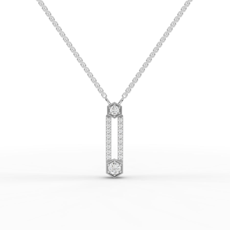 0.54 ct hexagon vertical bar lab grown diamond pendant necklace on a delicate chain