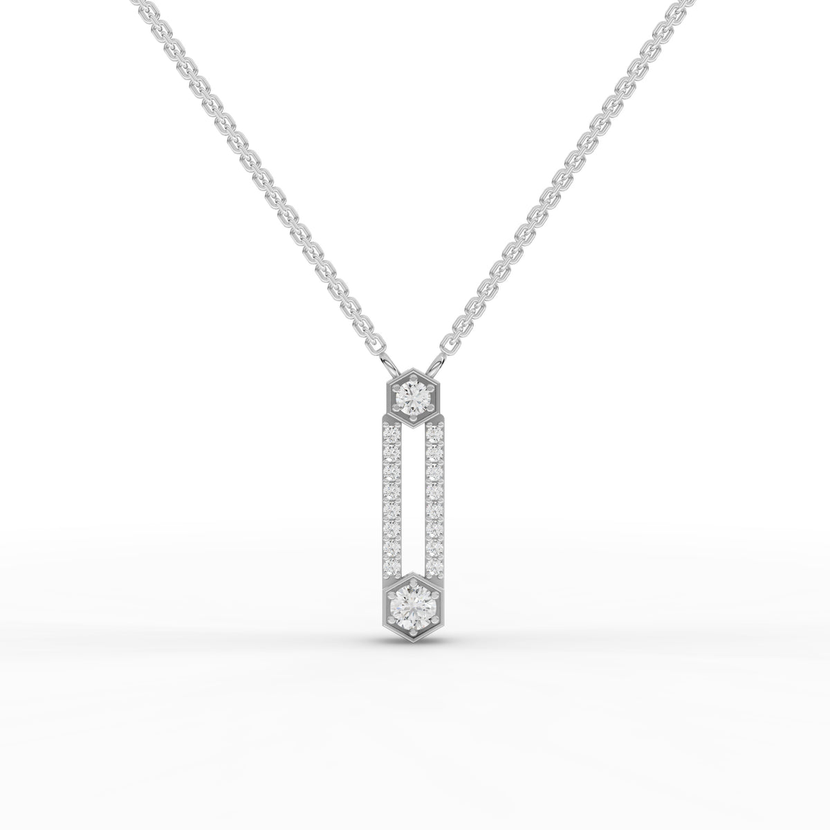 0.54 Ct Hexagon Vertical Bar Lab Diamond Pendant Necklace