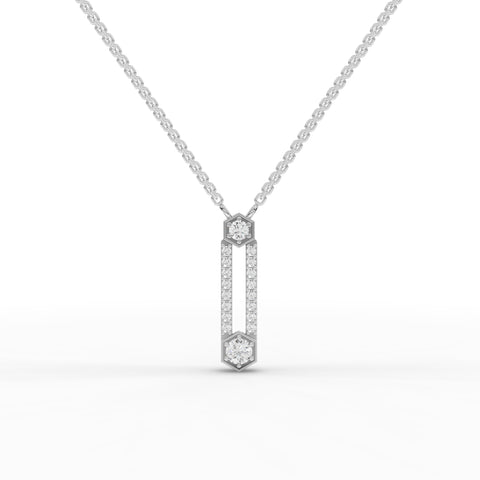 Lab-Grown Diamond Hexagon Geometric Jewelry Set – Eternity Band, Vertical Bar Necklace & Drop Earrings