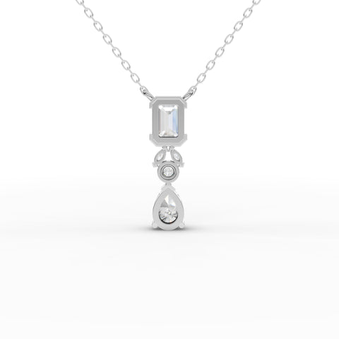 Emerald-Cut Lab-Grown Diamond Drop Necklace with Pear Accent