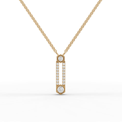 Lab-Grown Diamond Hexagon Geometric Jewelry Set – Eternity Band, Vertical Bar Necklace & Drop Earrings
