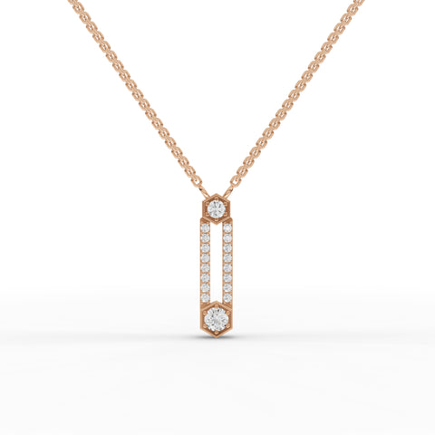 Lab-Grown Diamond Hexagon Geometric Jewelry Set – Eternity Band, Vertical Bar Necklace & Drop Earrings