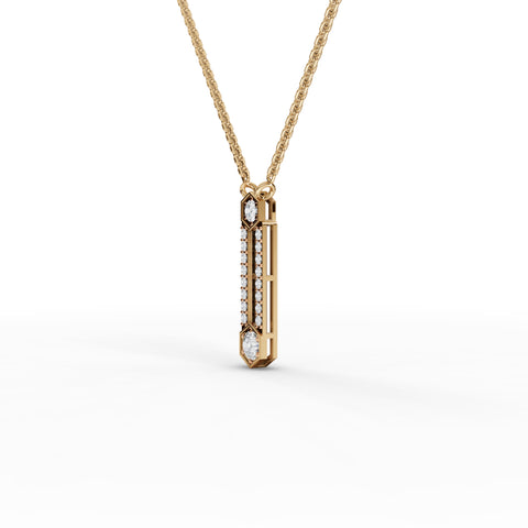 0.54 Ct Hexagon Vertical Bar Lab Diamond Pendant Necklace