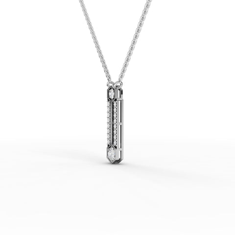 Lab-Grown Diamond Hexagon Geometric Jewelry Set – Eternity Band, Vertical Bar Necklace & Drop Earrings