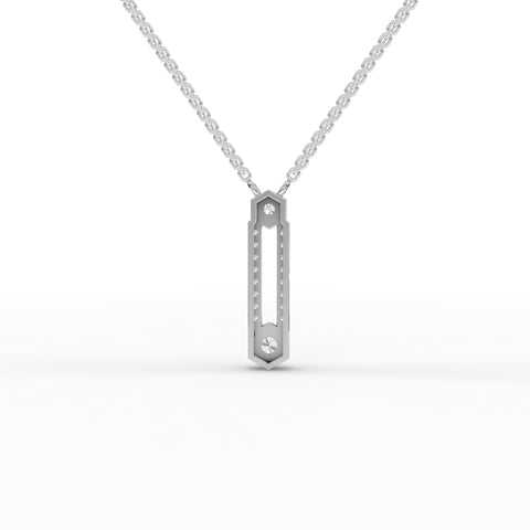 Lab-Grown Diamond Hexagon Geometric Jewelry Set – Eternity Band, Vertical Bar Necklace & Drop Earrings