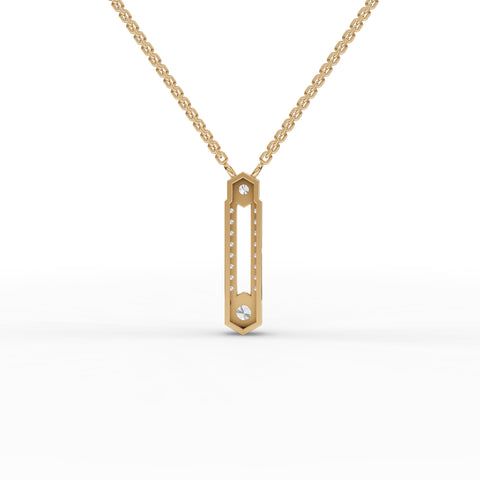 0.54 Ct Hexagon Vertical Bar Lab Diamond Pendant Necklace