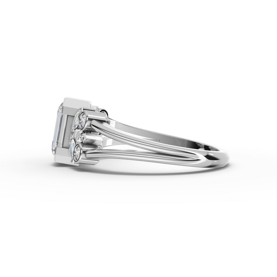1.18 Ct Emerald Lab Diamond Floral Ring