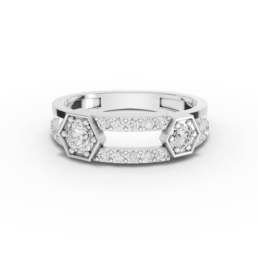 0.57 ct hexagon geometric lab diamond eternity band with modern full-circle diamond setting