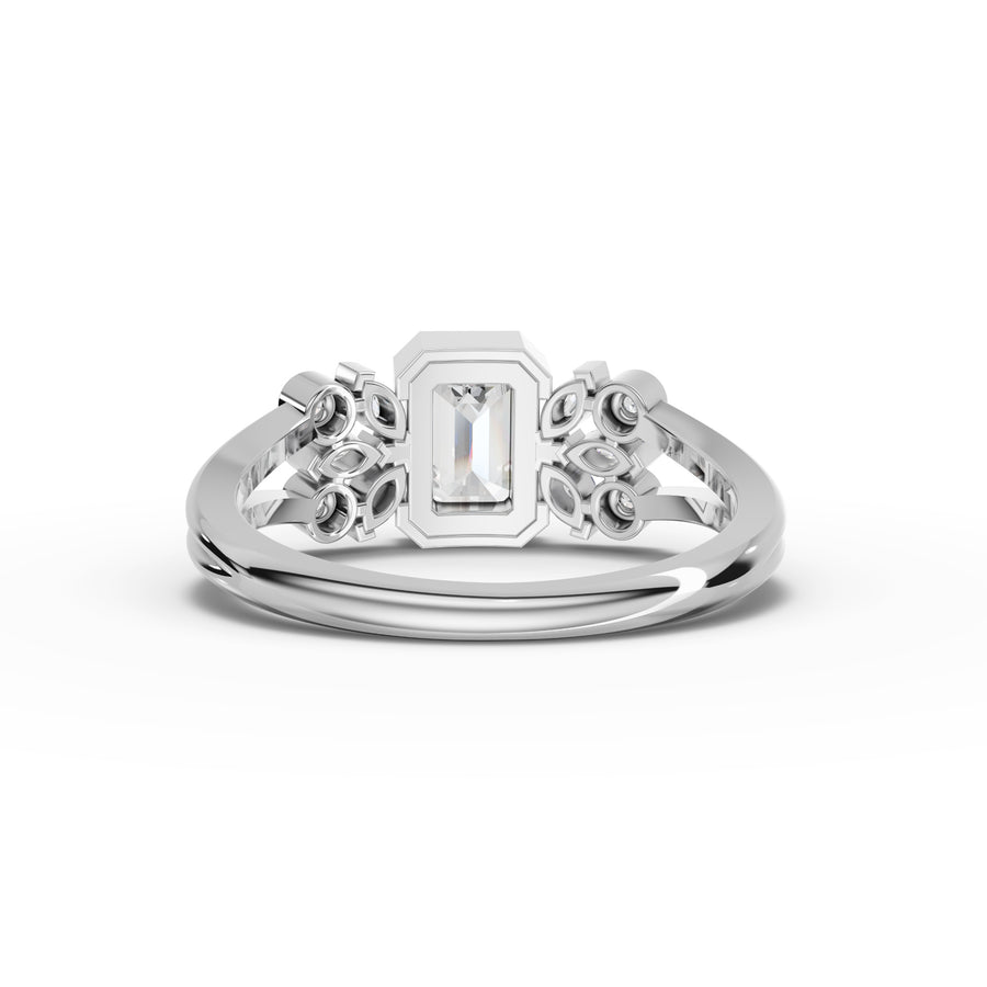 1.18 Ct Emerald Lab Diamond Floral Ring