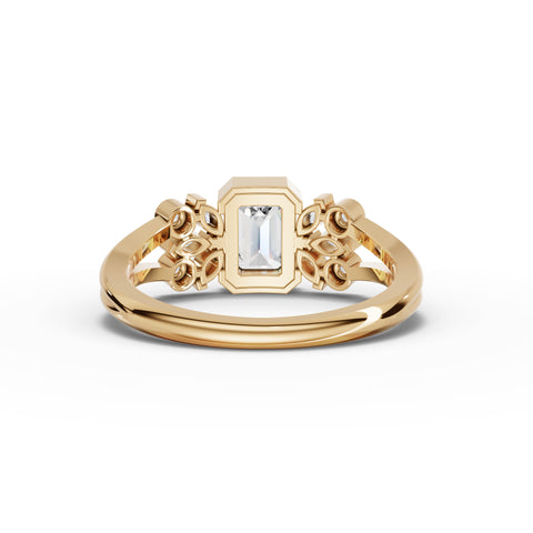 Emerald-Cut Lab-Grown Diamond Jewelry Set: Drop Necklace, Drop Earrings & Floral Cluster Ring