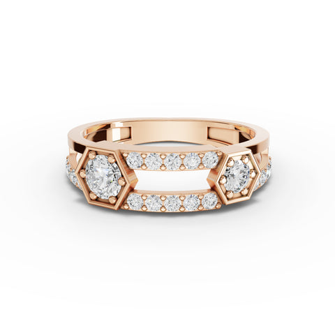 Lab-Grown Diamond Hexagon Geometric Jewelry Set – Eternity Band, Vertical Bar Necklace & Drop Earrings