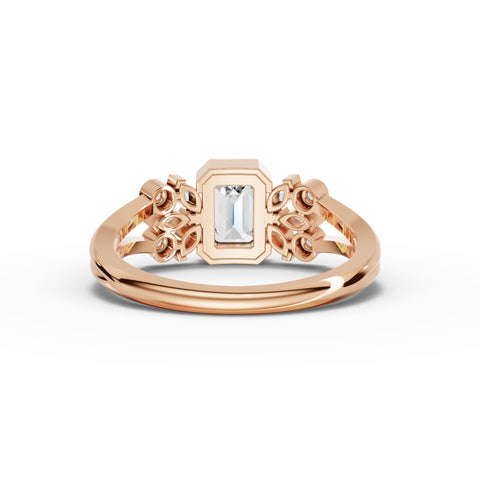 Emerald-Cut Lab-Grown Diamond Jewelry Set: Drop Necklace, Drop Earrings & Floral Cluster Ring