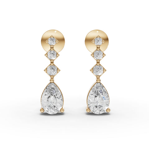 Lab-Grown Pear Diamond Geometric Drop Earrings
