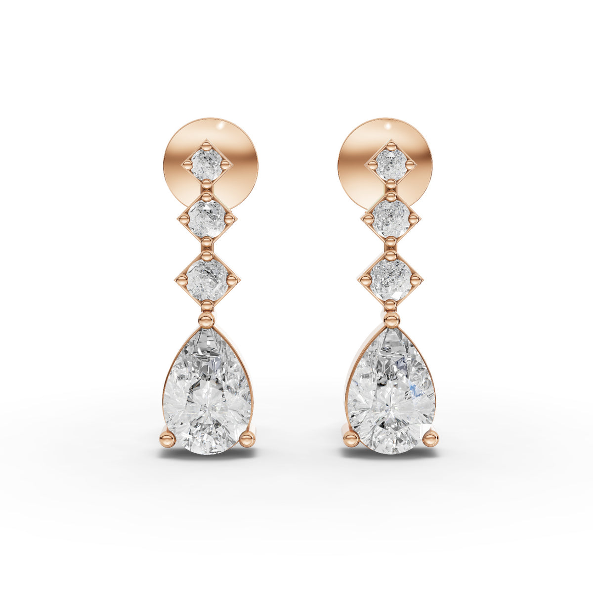 Lab-Grown Pear Diamond Geometric Drop Earrings