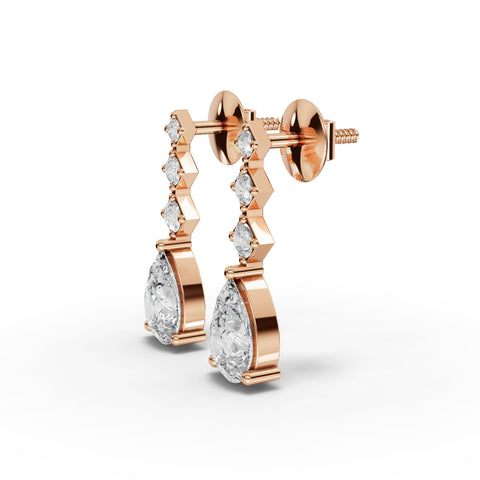 Lab-Grown Pear Diamond Geometric Drop Earrings