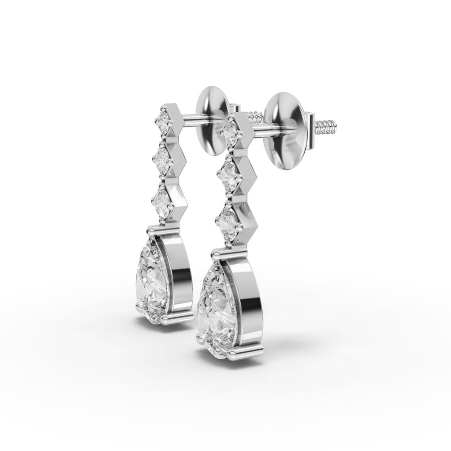 0.83 Ct Pear Lab Diamond Drop Earrings