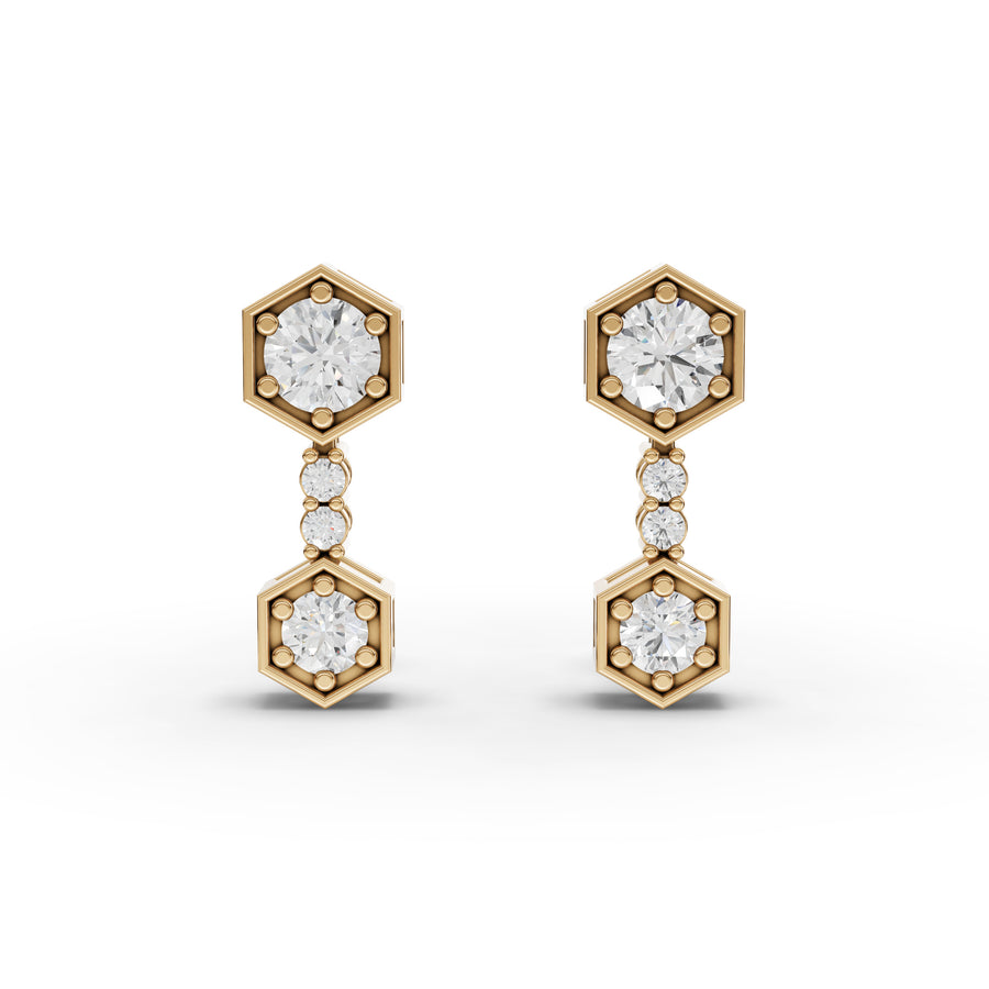0.73 Ct Hexagon Lab Diamond Drop Earrings