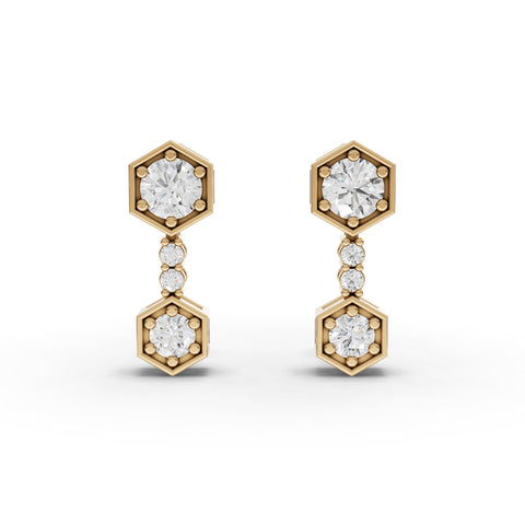 1.67 Ct Hexagon Geometric Drop Lab Diamond Jewelry Set