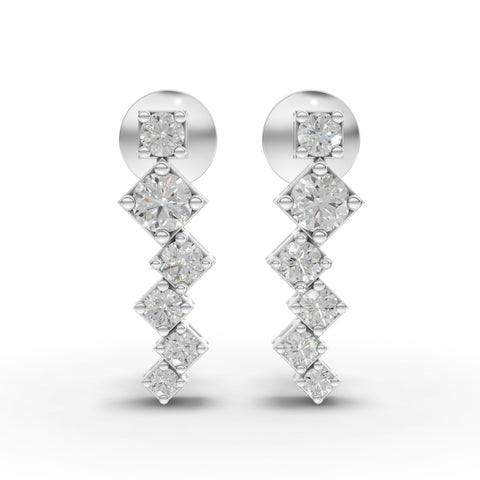 0.48 Ct Stacked Square Geometric Drop Lab Diamond Earrings