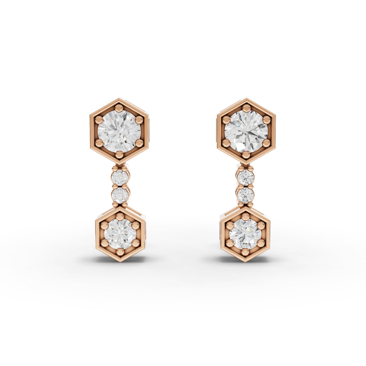 0.73 Ct Hexagon Geometric Drop Lab Diamond Earrings
