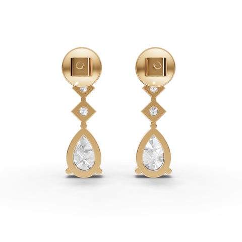 Lab-Grown Pear Diamond Geometric Drop Earrings