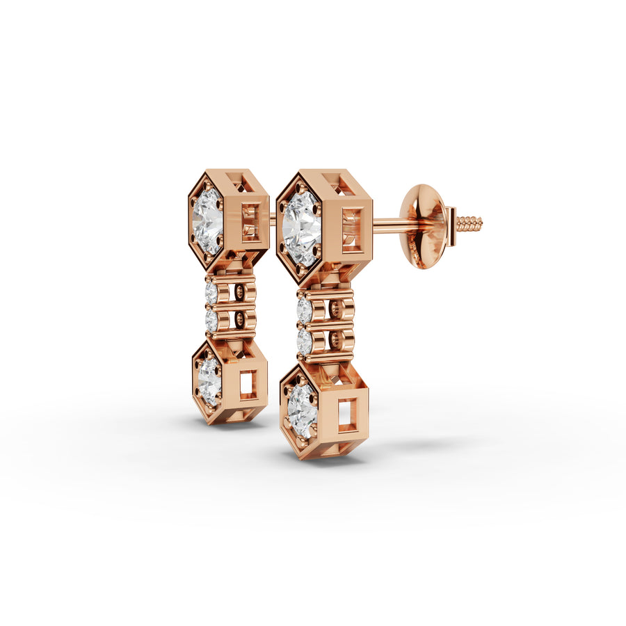 0.73 Ct Hexagon Lab Diamond Drop Earrings