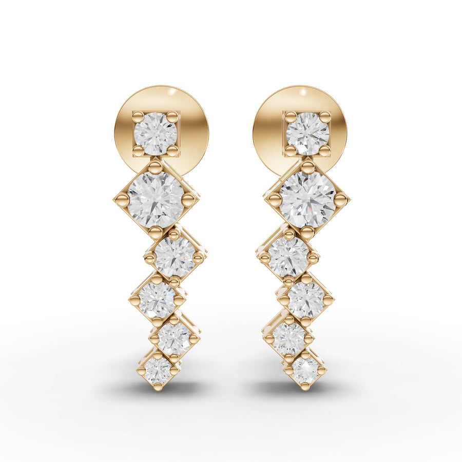 0.48 Ct Stacked Round Diamond Drop Earring