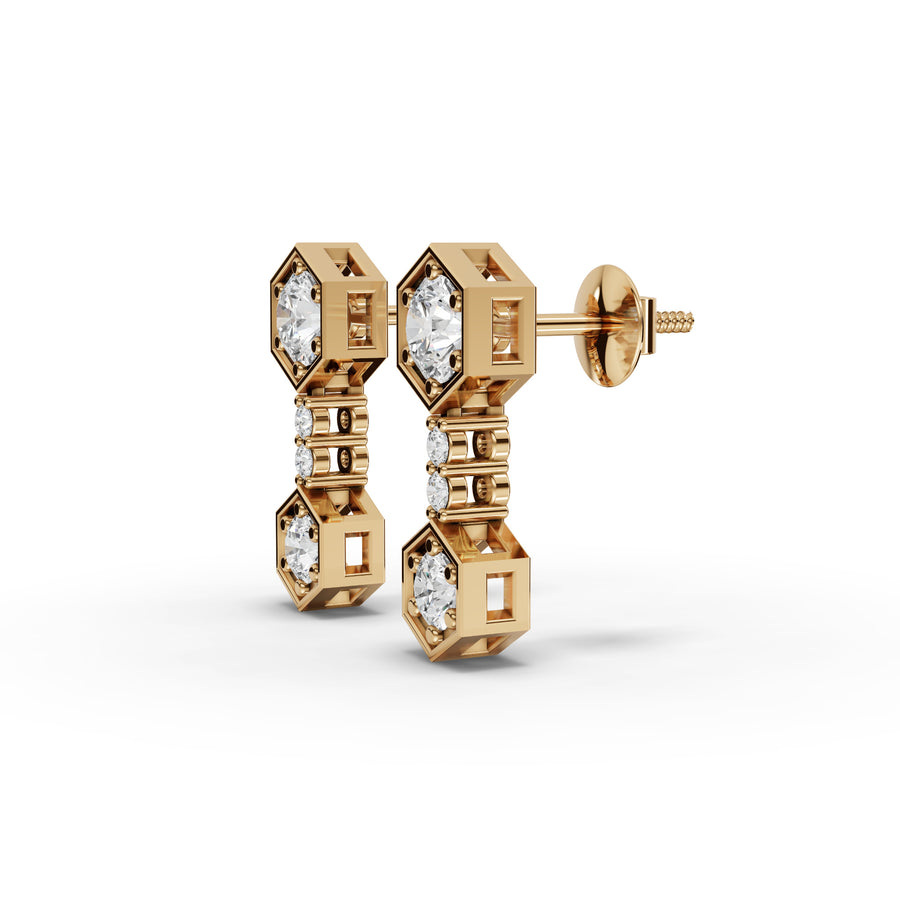 0.73 Ct Hexagon Lab Diamond Drop Earrings