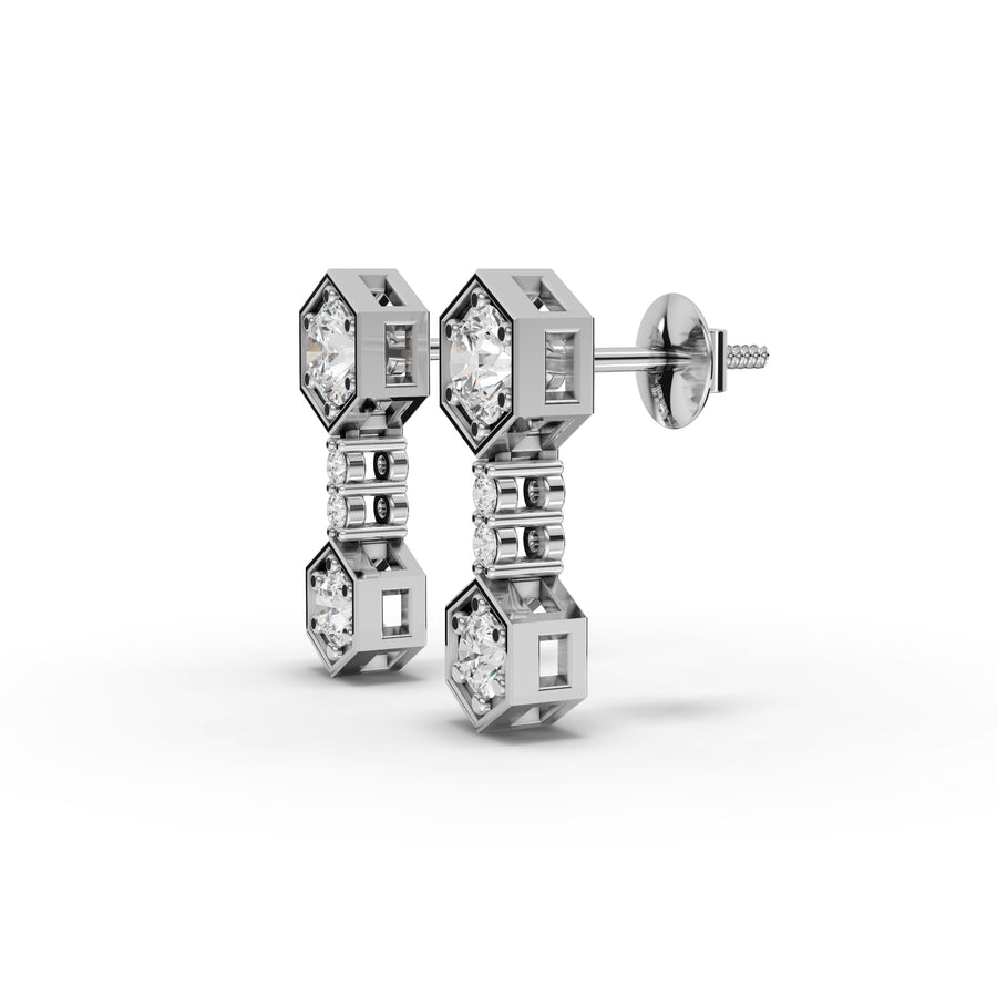 0.73 Ct Hexagon Lab Diamond Drop Earrings