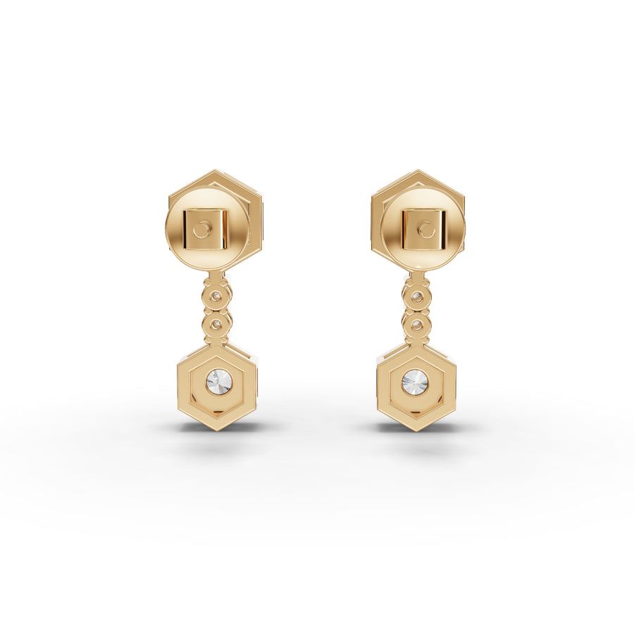 0.73 Ct Hexagon Lab Diamond Drop Earrings