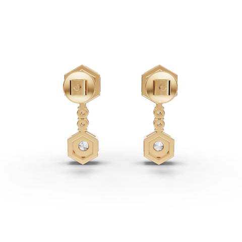 0.73 Ct Hexagon Geometric Drop Lab Diamond Earrings