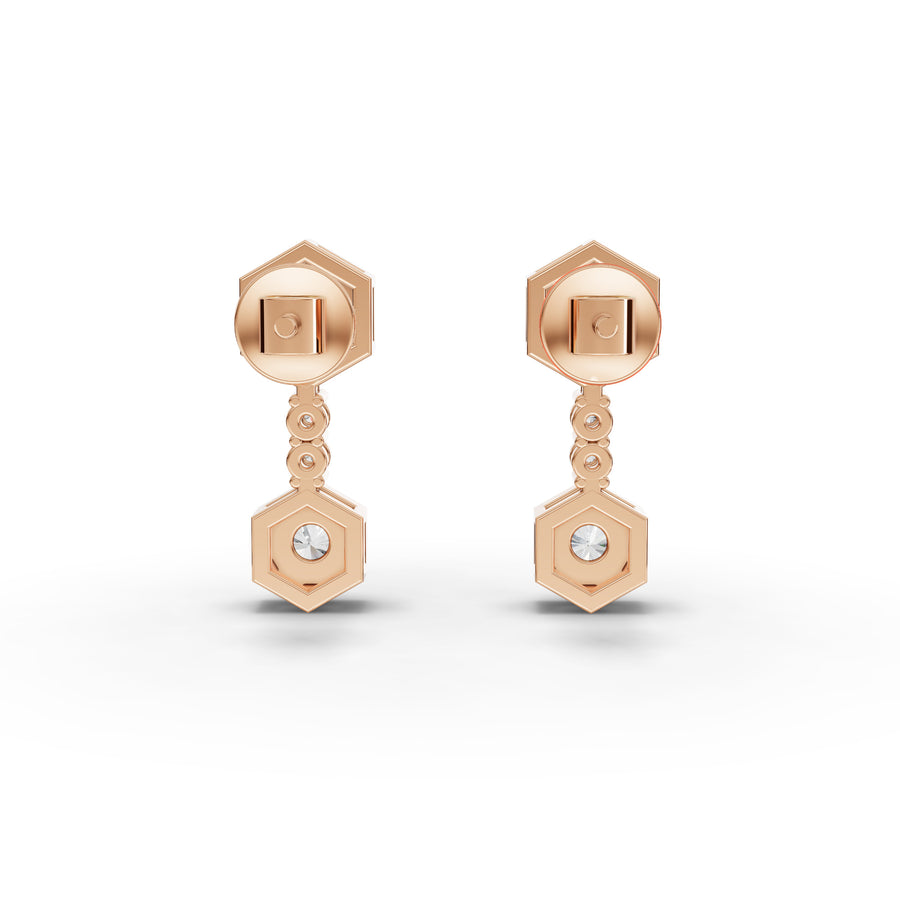 0.73 Ct Hexagon Lab Diamond Drop Earrings
