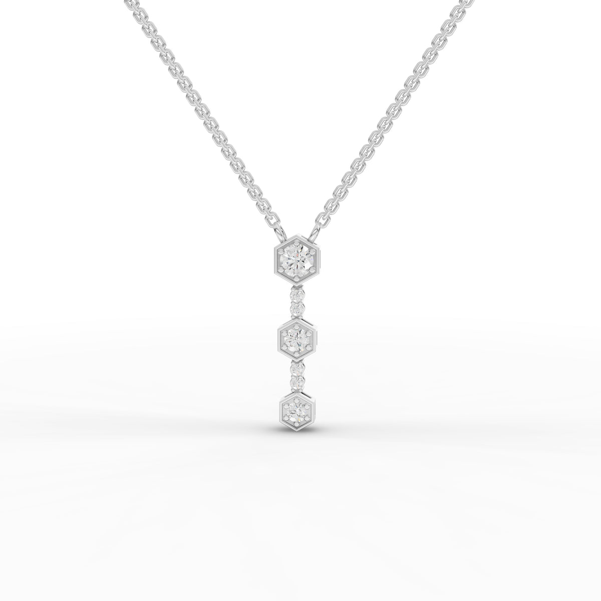 0.45 Ct Hexagon Vertical Drop Lab Diamond Necklace