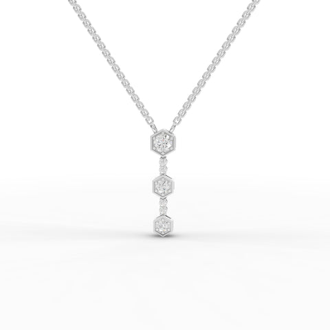 0.45 Ct Hexagon Vertical Drop Lab Diamond Necklace