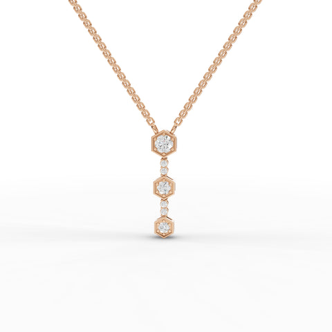 0.45 Ct Hexagon Vertical Drop Lab Diamond Necklace