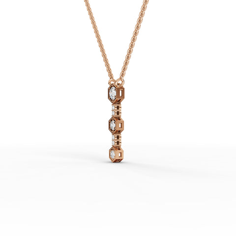 0.45 Ct Hexagon Vertical Drop Lab Diamond Necklace