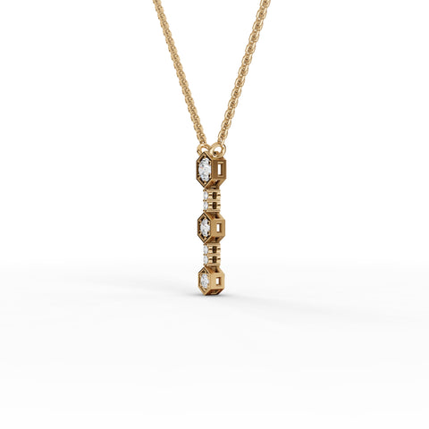 0.45 Ct Hexagon Vertical Drop Lab Diamond Necklace
