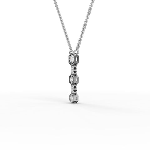 0.45 Ct Hexagon Vertical Drop Lab Diamond Necklace