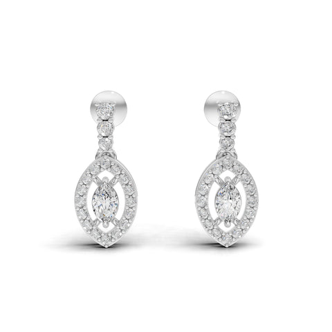 0.67 Ct Lab-Grown Diamond Marquise Halo Drop Earrings