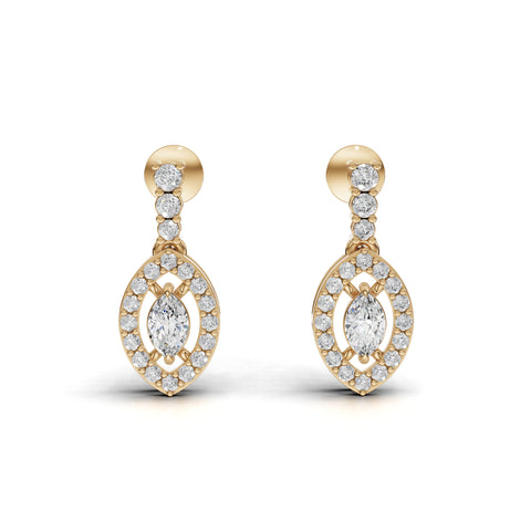 0.67 Ct Lab-Grown Diamond Marquise Halo Drop Earrings