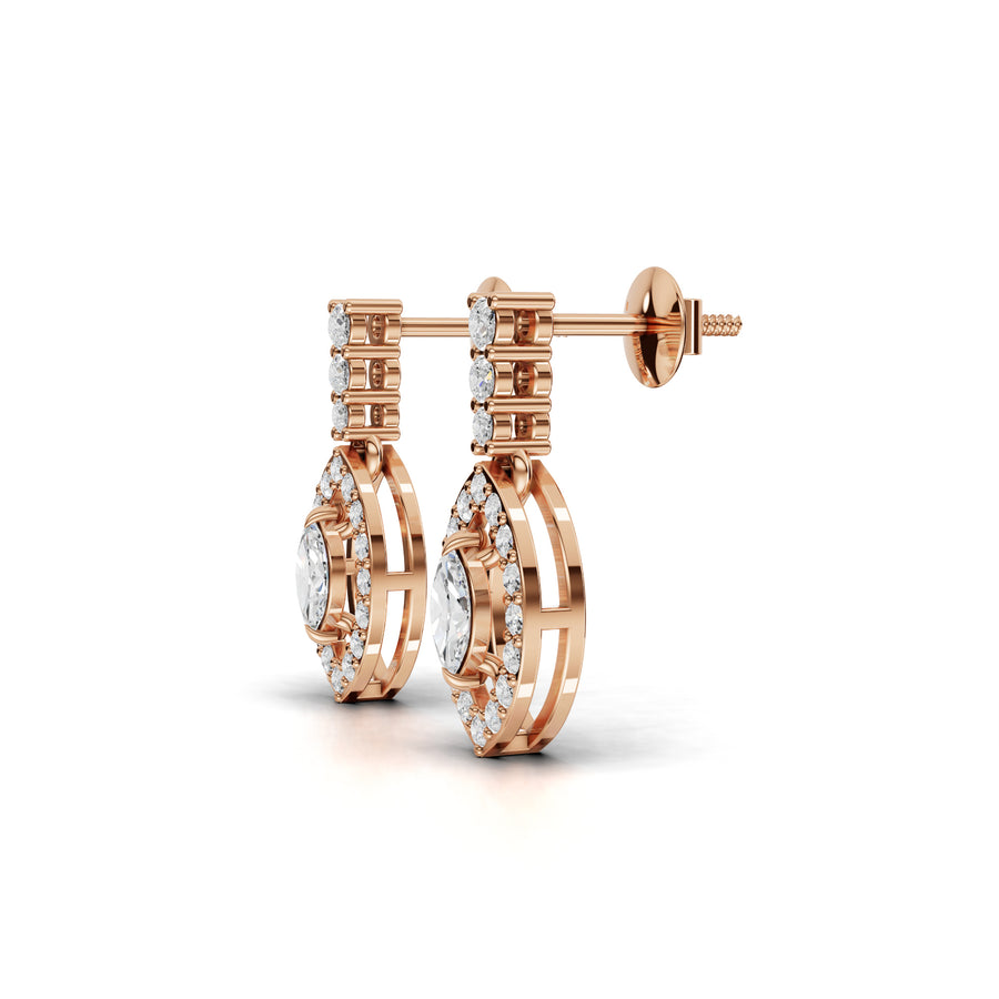 0.67 Ct Marquise Halo Lab Diamond Drop Earring