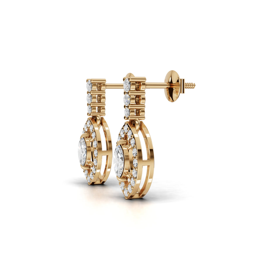 0.67 Ct Marquise Halo Lab Diamond Drop Earring