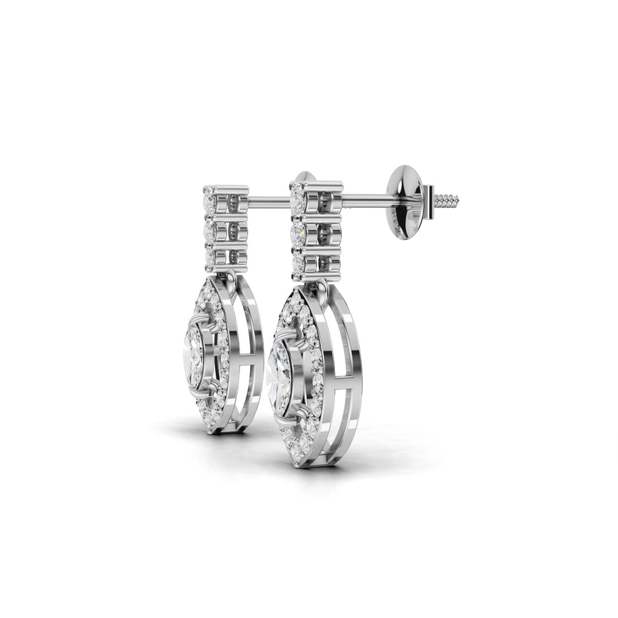 0.67 Ct Marquise Halo Lab Diamond Drop Earring
